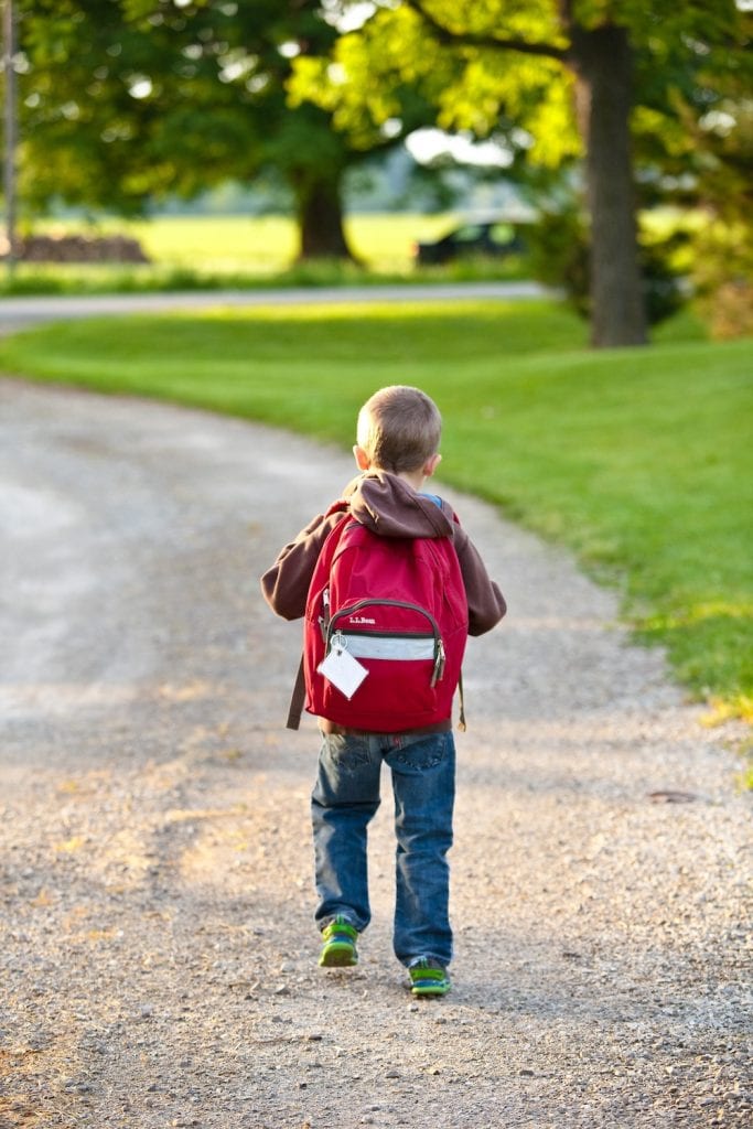 Boy walking to school